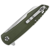 QSP Phoenix Linerlock Knife Green G10 3.75 Inch D2 Blade Stonewash Satin Finish - Ideal EDC Knife by QSP Knife