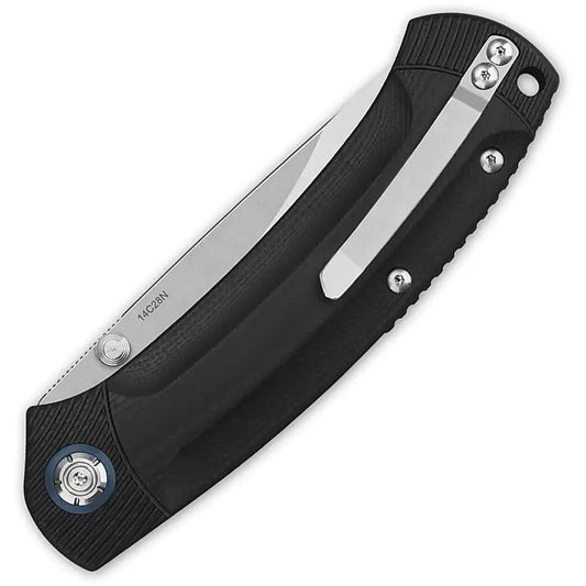 QSP Copperhead Linerlock Knife EDC Enthusiasts Compact Three Point Five Inch Blade 14C28N Black G10 Stonewash Satin Finish by QSP Knife