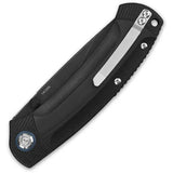 QSP Copperhead Knife Linerlock EDC - 3.5 Inch 14C28N Blade Black G10 Handle with Blue Accents by QSP Knife