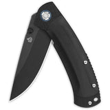 QSP Copperhead Knife Linerlock EDC - 3.5 Inch 14C28N Blade Black G10 Handle with Blue Accents by QSP Knife