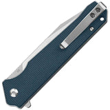 QSP Mamba Knife Linerlock Premium Blue Linen Micarta Handle 3.5in Satin D2 Blade - Grippy EDC Ready by QSP Knife