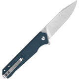 QSP Mamba Knife Linerlock Premium Blue Linen Micarta Handle 3.5in Satin D2 Blade - Grippy EDC Ready by QSP Knife
