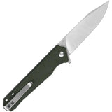 QSP Mamba Linerlock Knife - D2 Stonewash Blade With Green Linen Micarta Handle For EDC Enthusiasts by QSP Knife