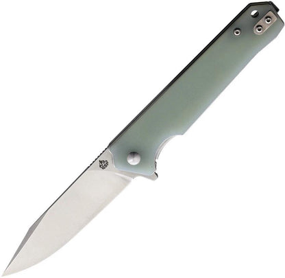 QSP Mamba Linerlock Jade Knife With D2 Blade, 3.5in, 4.5in Closed, Jade G10 Handle, EDC Everyday Carry by QSP Knife