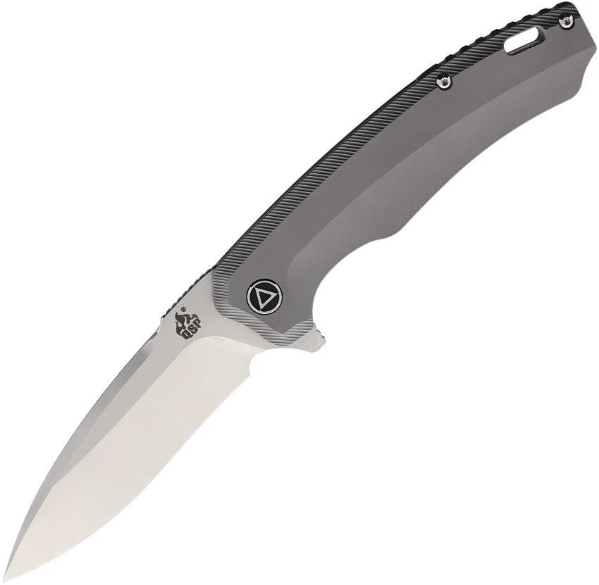 QSP Woodpecker Framelock Knife M390 Gray Titanium EDC by QSP Knife