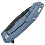 QSP Woodpecker Framelock Knife - Blue Titanium Handle Black Stonewashed Bohler M390 Blade EDC Enthusiasts by QSP Knife