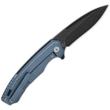 QSP Woodpecker Framelock Knife - Blue Titanium Handle Black Stonewashed Bohler M390 Blade EDC Enthusiasts by QSP Knife