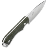 QSP Workaholic Fixed Blade Knife - Compact Outdoor Tool With Green Linen Micarta Handle And Full Tang N690 Satin Blade by QSP Knife