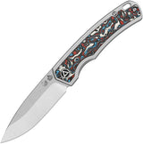QSP Puffin Framelock Titanium Knife With CPM S35VN Blade And Red White Blue Carbon Fiber Inlay For EDC Enthusiasts by QSP Knife