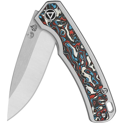 QSP Puffin Framelock Titanium Knife With CPM S35VN Blade And Red White Blue Carbon Fiber Inlay For EDC Enthusiasts by QSP Knife