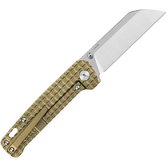 QSP Penguin Framelock Frag Ti QS130 AFRG - Bronze Titanium Handle, Stonewashed 154CM Blade For EDC by QSP Knife