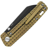 QSP Penguin Framelock Knife - Bronze Titanium Frag Pattern Handle with 3-Inch 154CM Black Stonewash Blade EDC by QSP Knife