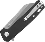 QSP Penguin Button Lock Knife For EDC Enthusiasts Premium Black G10 Handle 3 Inch Stonewash 14C28N Blade Pocket Clip by QSP Knife