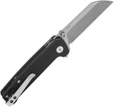 QSP Penguin Button Lock Knife For EDC Enthusiasts Premium Black G10 Handle 3 Inch Stonewash 14C28N Blade Pocket Clip by QSP Knife