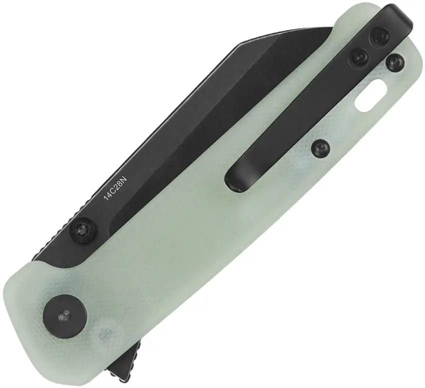 QSP Penguin Button Lock Knife - Jade G10 Handle, 3-Inch 14C28N Sandvik Blade for EDC Ready by QSP Knife