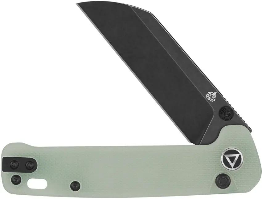 QSP Penguin Button Lock Knife - Jade G10 Handle, 3-Inch 14C28N Sandvik Blade for EDC Ready by QSP Knife