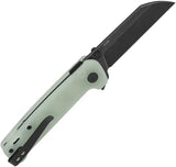 QSP Penguin Button Lock Knife - Jade G10 Handle, 3-Inch 14C28N Sandvik Blade for EDC Ready by QSP Knife