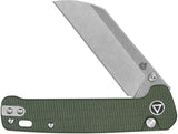 QSP Penguin Button Lock Knife EDC Enthusiasts 14C28N Premium Stonewash Blade Green Canvas Micarta Handle Extended Tang by QSP Knife