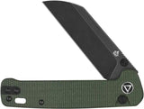 QSP Penguin Button Lock Knife - Slim 4 Inch Closed, 3 Inch 14C28N Blade, Green Canvas Micarta Handle, EDC Clip by QSP Knife
