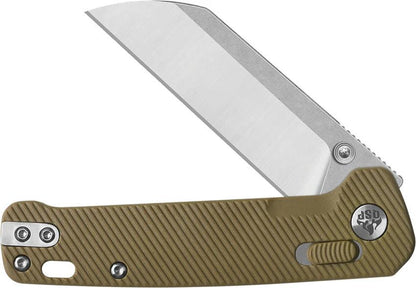 QSP Penguin Glyde Lock Folding Knife For EDC Compact 3in Blade 14C28N Khaki FRN Durable Finish by QSP Knife
