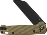 QSP Penguin Glyde Lock Knife - 3 Inch Sheepsfoot Blade, 14C28N Sandvik Steel, Khaki FRN Handle for EDC by QSP Knife