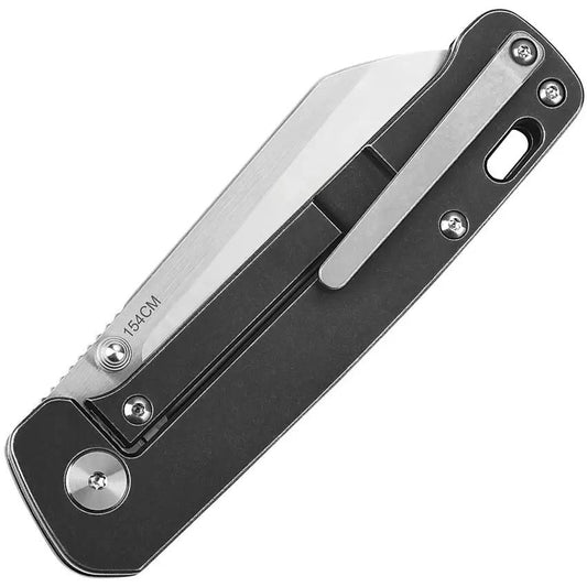 QSP Penguin Linerlock Titanium Black Knife - 3 Inch 154CM Satin Blade For EDC Enthusiasts by QSP Knife