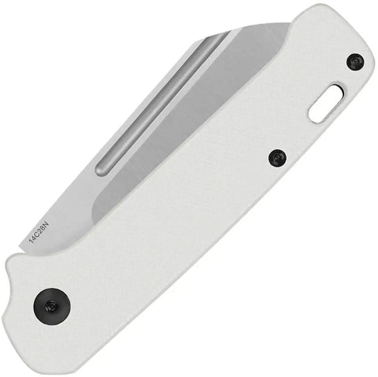 QSP Penguin Slip Joint Knife White G10 Satin 14C28N - Compact Non Locking Action For EDC Enthusiasts by QSP Knife