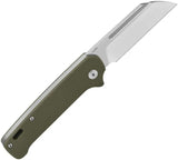 QSP Penguin Slip Joint Knife - Premium EDC Slim Design With Green G10 Handle 4 Inch Closed And 3 Inch Satin Blade by QSP Knife