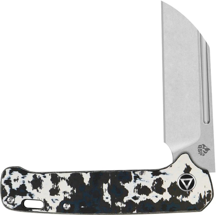 QSP Penguin Slip Joint Storm CF EDC Knife With 3 Inch CPM 20CV Blade Stonewashed Finish For Everyday Carry Enthusiasts by QSP Knife