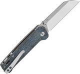 QSP Penguin V2 Linerlock Denim Micarta EDC Knife - 3 Inch D2 Tool Steel Sheepsfoot Blade For Everyday Carry by QSP Knife