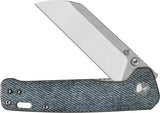 QSP Penguin V2 Linerlock Denim Micarta EDC Knife - 3 Inch D2 Tool Steel Sheepsfoot Blade For Everyday Carry by QSP Knife