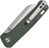 QSP Penguin V2 Linerlock Knife 3in D2 Sheepsfoot Blade Green Micarta EDC with Thumb Stud For Everyday Carry by QSP Knife