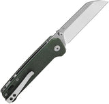 QSP Penguin V2 Linerlock Knife 3in D2 Sheepsfoot Blade Green Micarta EDC with Thumb Stud For Everyday Carry by QSP Knife
