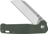 QSP Penguin V2 Linerlock Knife 3in D2 Sheepsfoot Blade Green Micarta EDC with Thumb Stud For Everyday Carry by QSP Knife