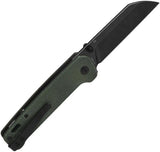 QSP Penguin V2 Linerlock Knife - 3 Inch D2 Sheepsfoot Blade With Green Micarta Handle For Compact EDC by QSP Knife