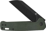 QSP Penguin V2 Linerlock Knife - 3 Inch D2 Sheepsfoot Blade With Green Micarta Handle For Compact EDC by QSP Knife