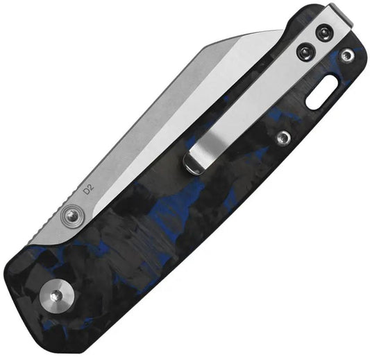 QSP Penguin V2 Liner Lock Knife D2 Blade Blue Carbon Fiber - Compact EDC With Reliable Performance by QSP Knife