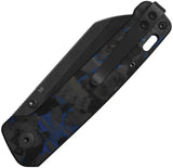 QSP Penguin V2 Knife - Linerlock Compact With 3-Inch D2 Blade And Blue Shredded CF Handle For EDC by QSP Knife