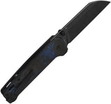 QSP Penguin V2 Knife - Linerlock Compact With 3-Inch D2 Blade And Blue Shredded CF Handle For EDC by QSP Knife
