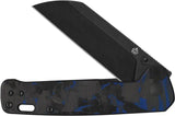 QSP Penguin V2 Knife - Linerlock Compact With 3-Inch D2 Blade And Blue Shredded CF Handle For EDC by QSP Knife