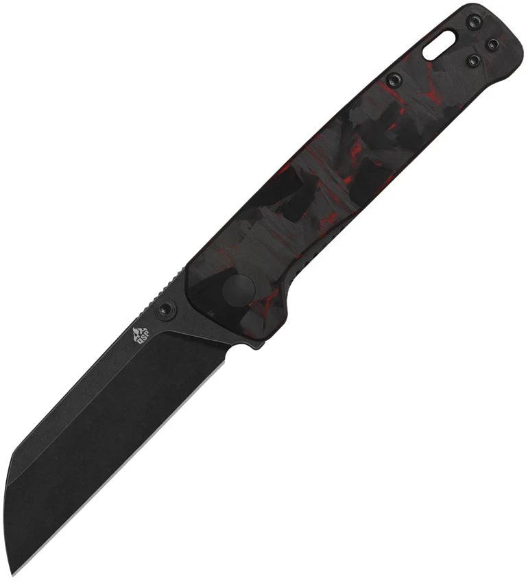 QSP Penguin V2 Linerlock Knife With Premium Red Carbon Fiber Overlay 3 Inch D2 Sheepsfoot Blade For EDC Enthusiasts by QSP Knife