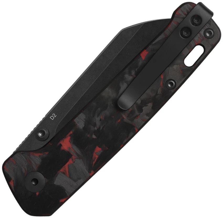 QSP Penguin V2 Linerlock Knife With Premium Red Carbon Fiber Overlay 3 Inch D2 Sheepsfoot Blade For EDC Enthusiasts by QSP Knife