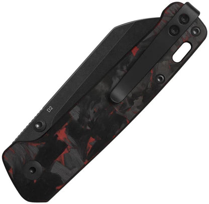 QSP Penguin V2 Linerlock Knife With Premium Red Carbon Fiber Overlay 3 Inch D2 Sheepsfoot Blade For EDC Enthusiasts by QSP Knife