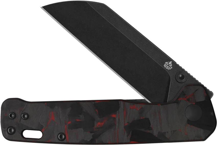 QSP Penguin V2 Linerlock Knife With Premium Red Carbon Fiber Overlay 3 Inch D2 Sheepsfoot Blade For EDC Enthusiasts by QSP Knife