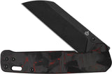 QSP Penguin V2 Linerlock Knife With Premium Red Carbon Fiber Overlay 3 Inch D2 Sheepsfoot Blade For EDC Enthusiasts by QSP Knife