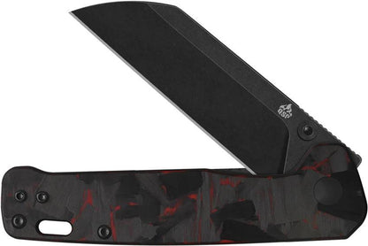 QSP Penguin V2 Linerlock Knife With Premium Red Carbon Fiber Overlay 3 Inch D2 Sheepsfoot Blade For EDC Enthusiasts by QSP Knife