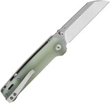 QSP Penguin V2 Linerlock Jade G10 EDC Knife - D2 Tool Steel Blade, 3 Inch, Stonewashed Satin Finish, Pocket Clip by QSP Knife