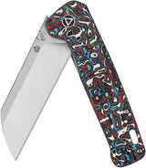 QSP Penguin Plus Framelock Knife - CPM 20CV Satin Blade And Red White Blue Carbon Fiber Handle For EDC Enthusiasts by QSP Knife