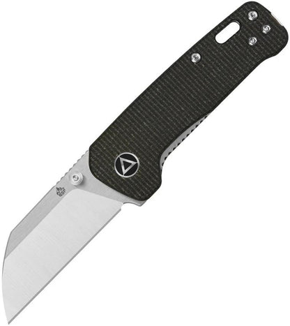 QSP Mini Penguin Linerlock Knife Premium Satin 14C28N Sandvik Blade Brown Canvas Micarta EDC by QSP Knife