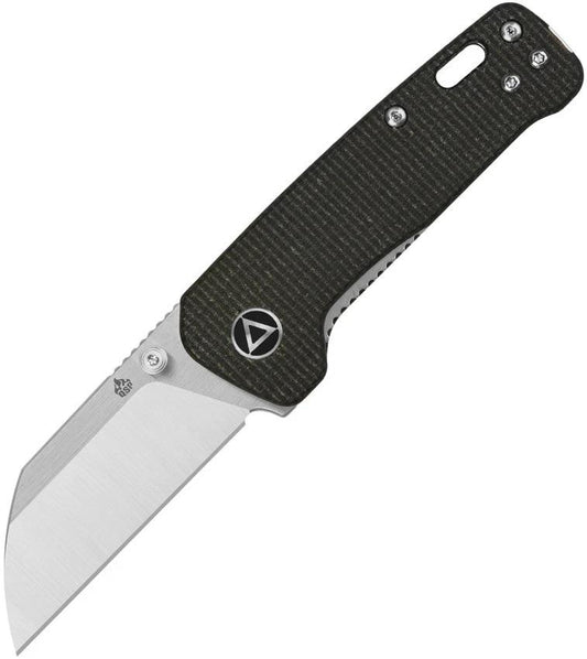 QSP Mini Penguin Linerlock Knife Premium Satin 14C28N Sandvik Blade Brown Canvas Micarta EDC by QSP Knife